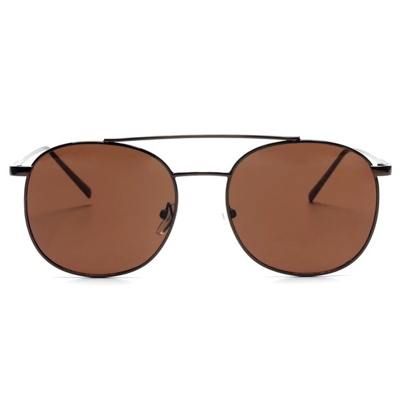 Aviator Circle Round Brow-Bar Sunglasses - Picture 2 of 2